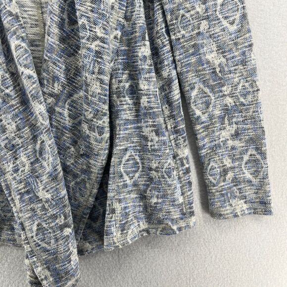 LUCKY BRAND Cardigan Womens M Ikat Southwestern Open Front Shawl Slub Blue - Picture 8 of 13